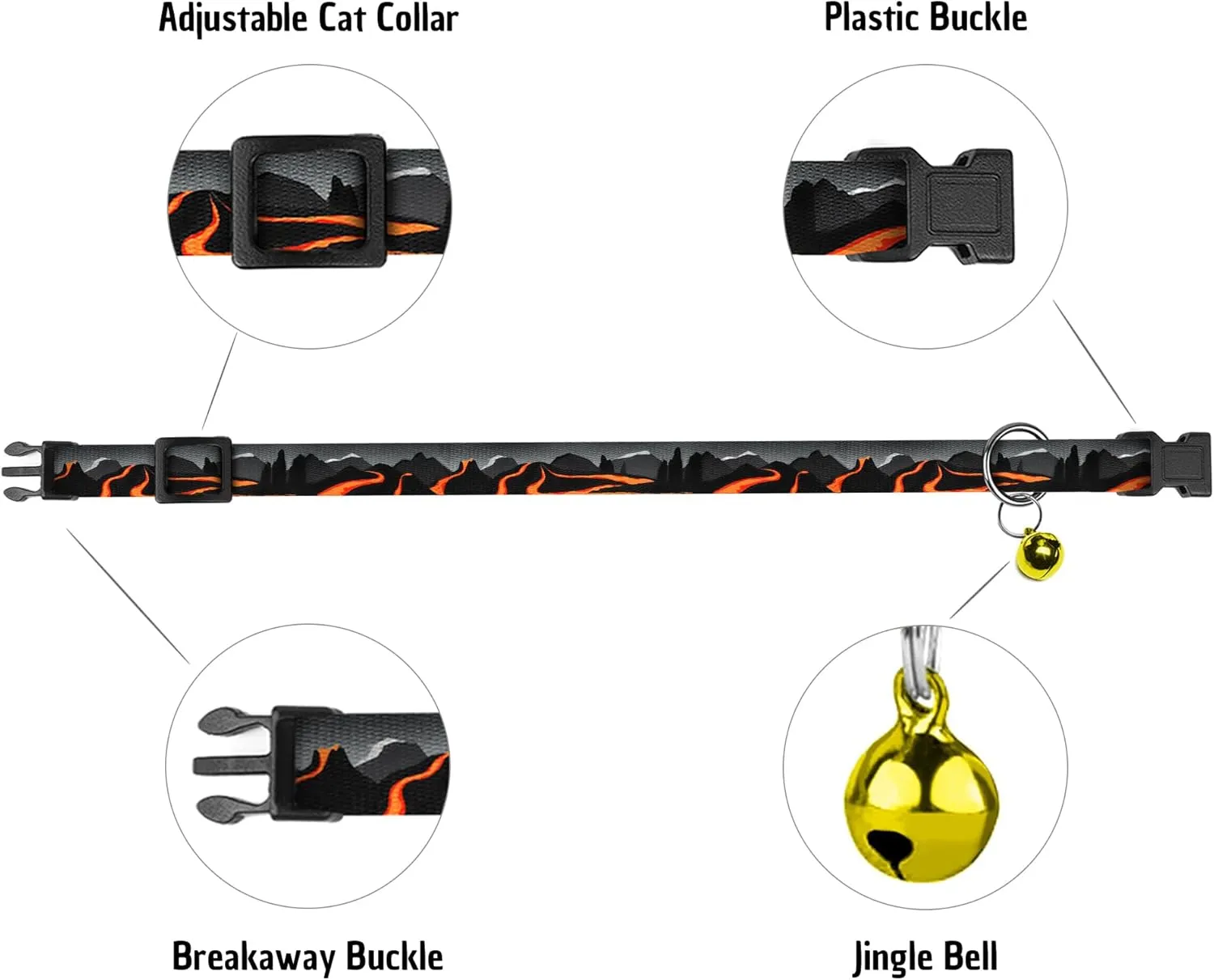 4PCS Breakaway Cat Collars with Bell, Cute Kitty Adjustable Safe Kitten Collars, 4-Pack, Nylon Pet Collars Travel Aztec Ice Cream Europe Print (Colorful)