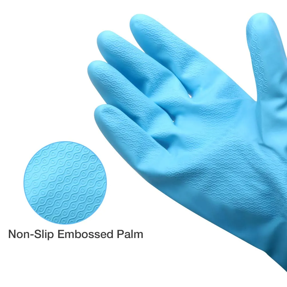 Alimat PluS 3 Pack Reusable Cleaning Gloves Latex Free, Dishwashing Gloves with Cotton Flock Liner and Embossed Palm, Waterproof Household Gloves for Laundry, Gardening (Medium) Medium (Pack of 3) Blue pink white