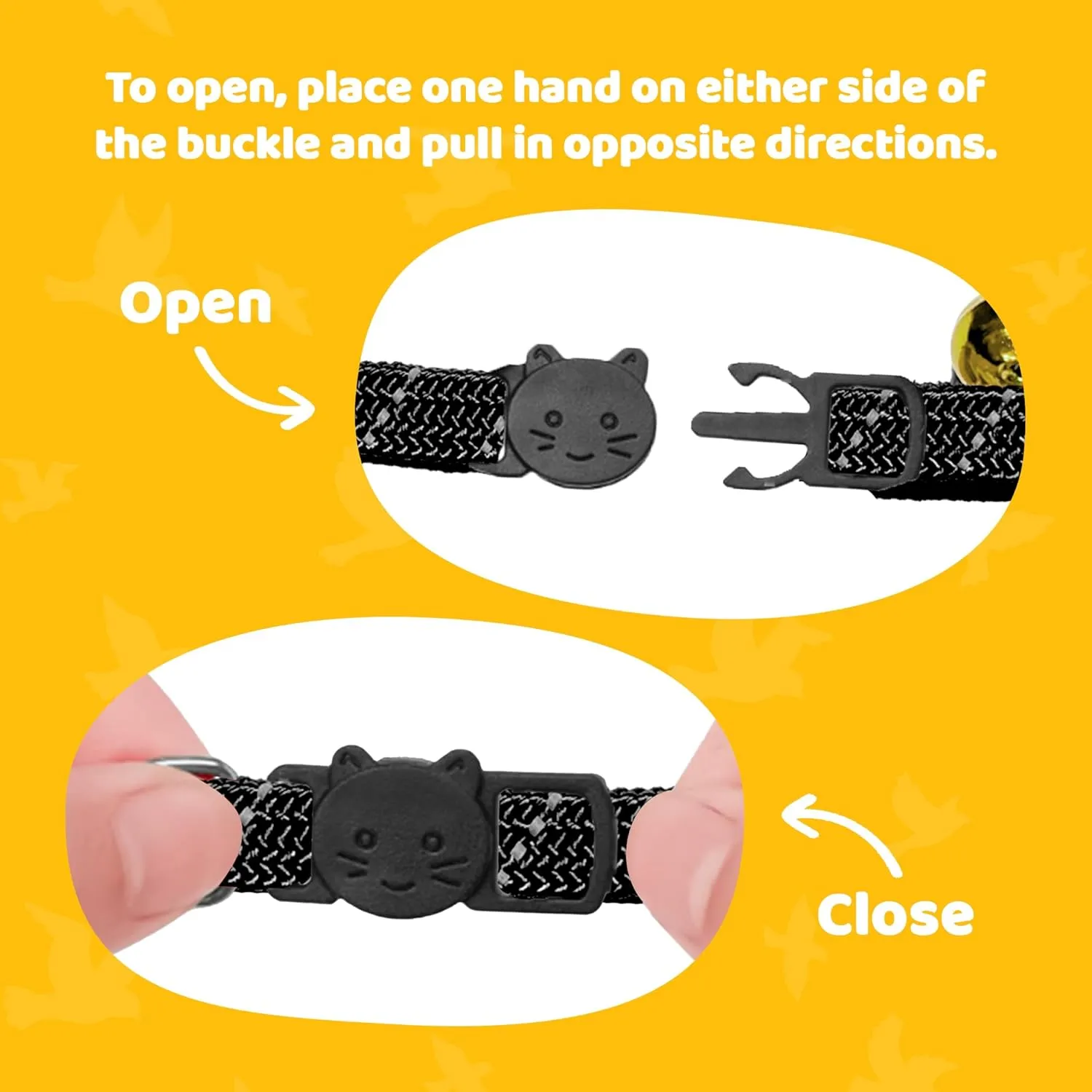 BirdsBeSafe Break Away Cat Collar with Bell, Reflective Thread for Night Visibility, Comfortable Elastic Stretch Cat Collar to Protect Cat from Getting Stuck in The Garden.