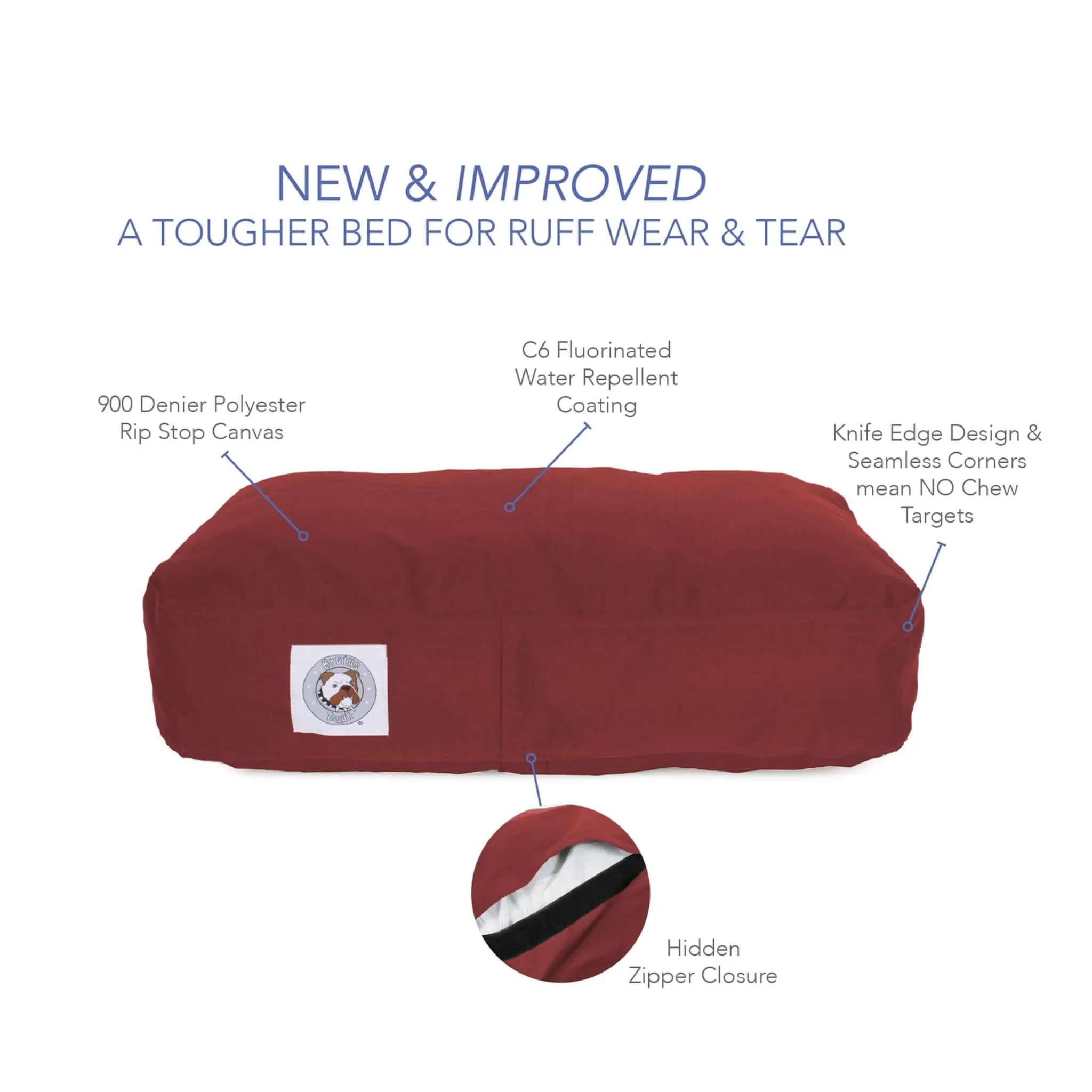 Brutus Tuff Pet Napper Dog Bed - Dark Red