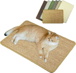 Cat Scratcher Mat, 23.6 x 15.7inch,Natural Sisal Cat Scratchers for Indoor Cats with Velcro Tapes,Cat Scratching Pad Rug,Horizontal Cat Scratching Mat Protect Furniture and Sofas (Brown)