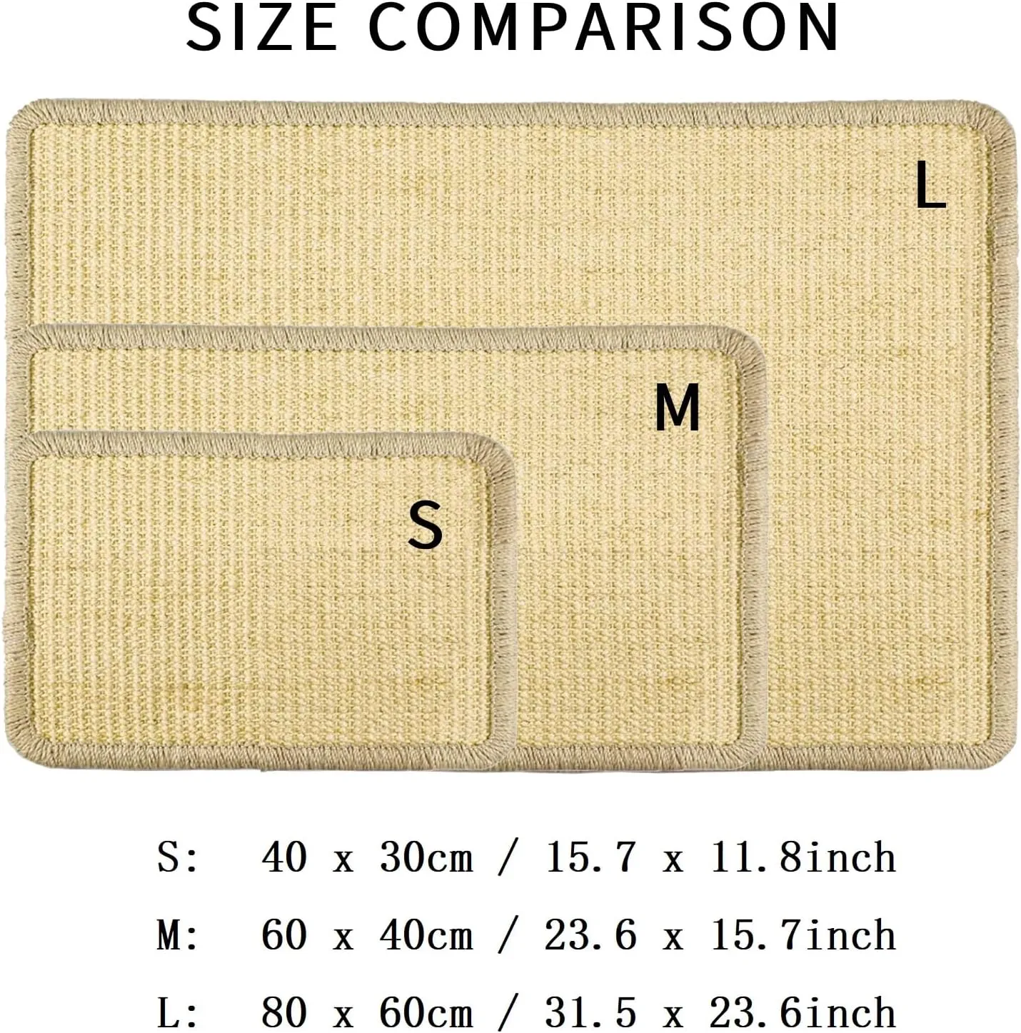 Cat Scratcher Mat for Indoor Cats, Natural Sisal Cat Scratch Blanket with Tapes, Cat Floor Corner Scratching Pad, Cat Furniture Couch Carpets Protector (M (23.6 x 15.7 Inch) / 1 Pack)