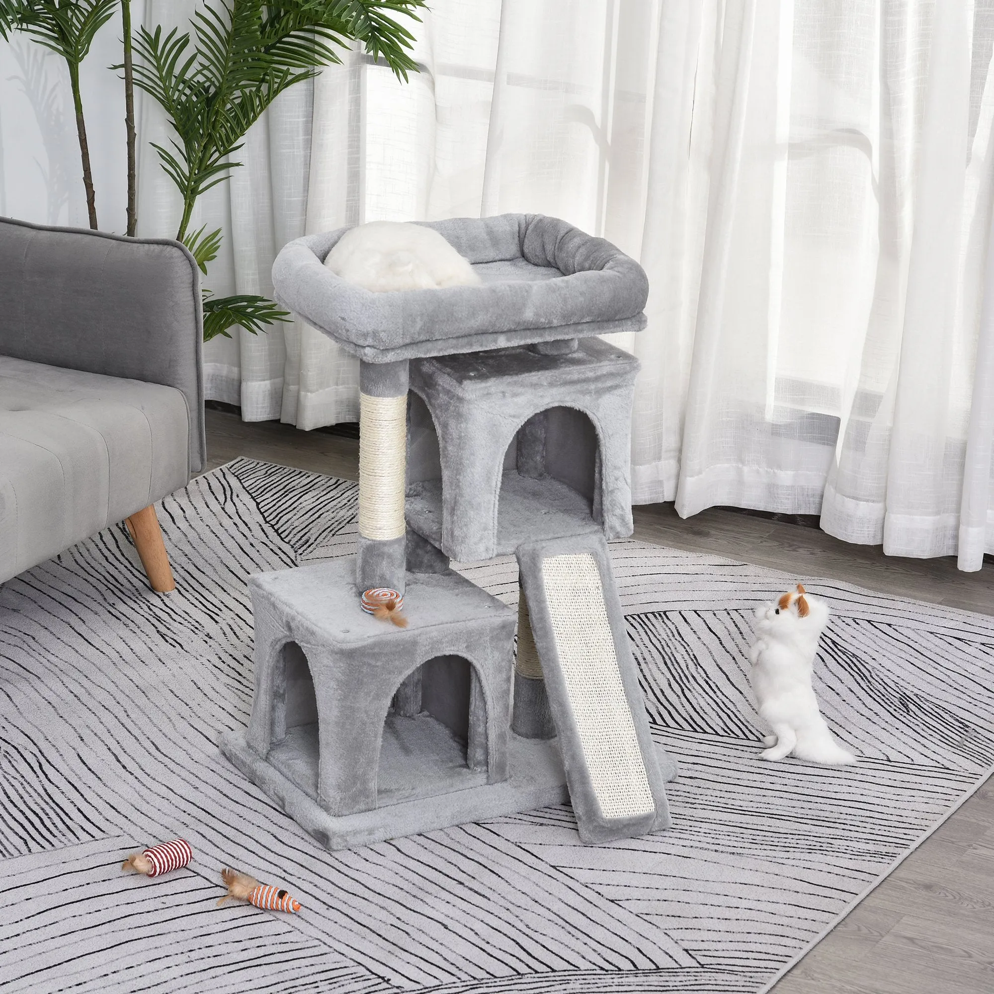 Cats 3-Tier Sisal Rope Leisure Tree Light Grey