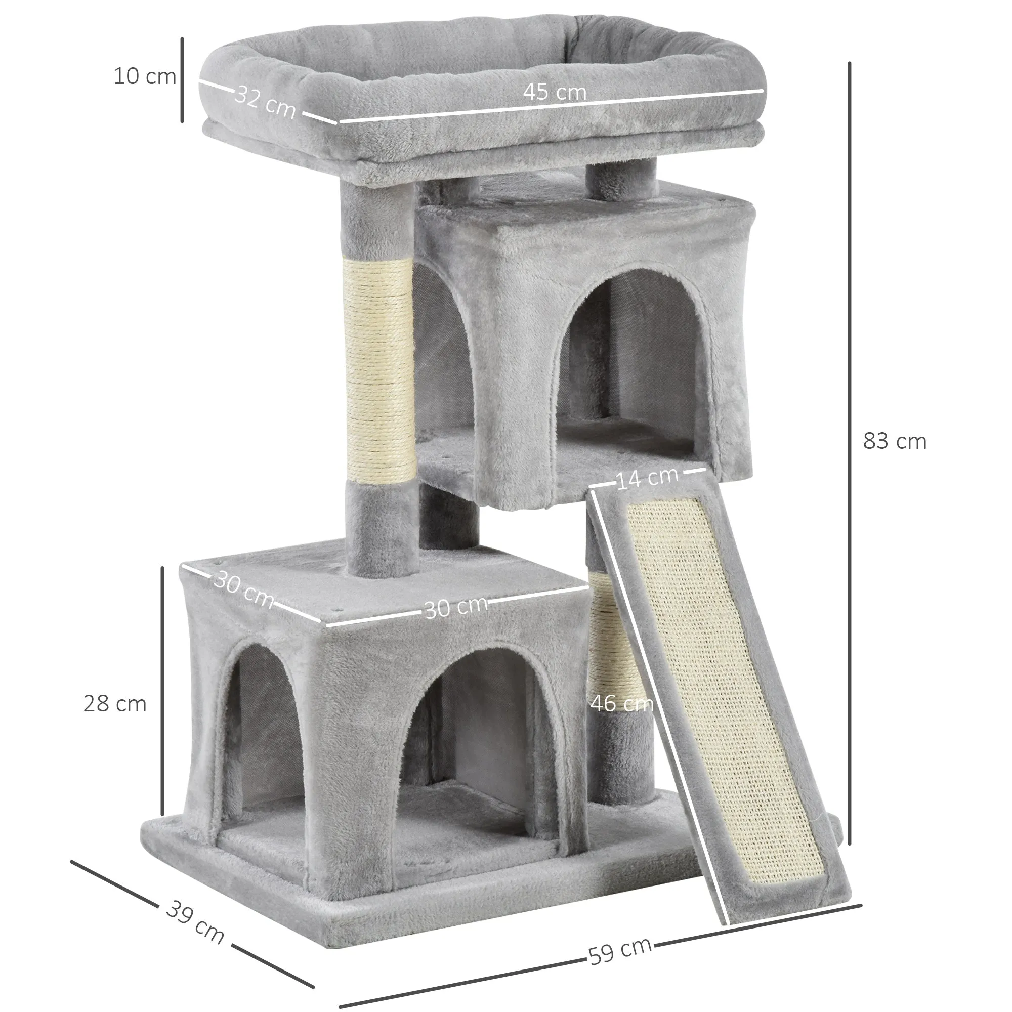 Cats 3-Tier Sisal Rope Leisure Tree Light Grey