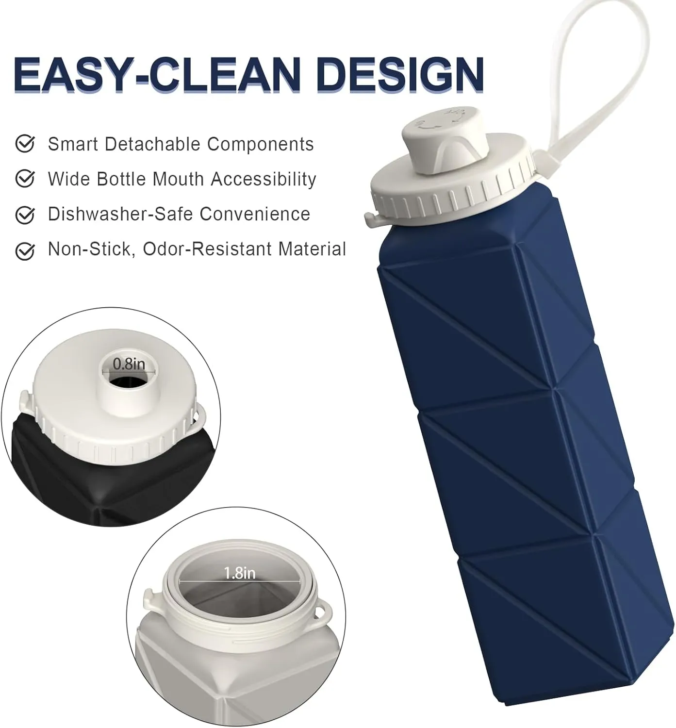 Collapsible Water Bottles, Silicone Foldable Portable Water Bottle 610ml, Lightweight Reusable Leakproof for Travel Camping Hiking Cycling Yoga Sports Outdoor