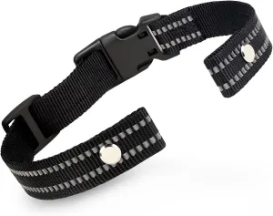 Collar Replacement Strap, Reflective Replacement Nylon Collar Strap Dog GPS Training Bark Receiver Collars, Durable Adjustable E Collar Straps for Small Medium Large Dogs, Black
