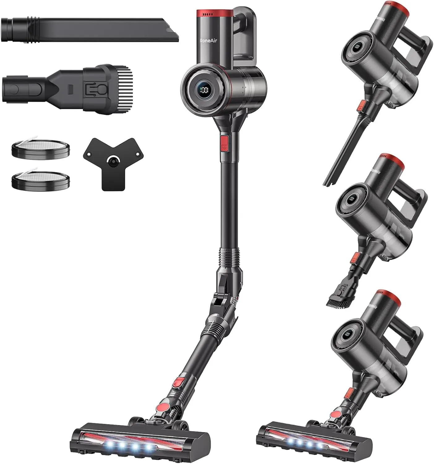 Cordless Vacuum Cleaner with Bendable Wand, Lightweight Stick Vacuum Cleaners for Home, Hard Floor & Carpet, Pet Hair,Under Furniture, 6-in-1 Handheld Vacuum, Self-Standing, Wall Mount Storage