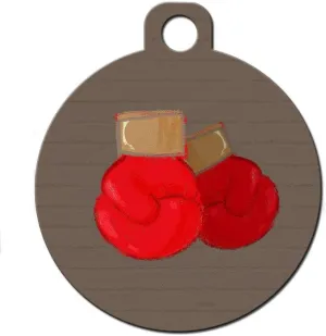 Cute Dog Cat Pet ID Tag - 'Boxing Gloves Rocky' - Personalize Colors and Your Pet Info