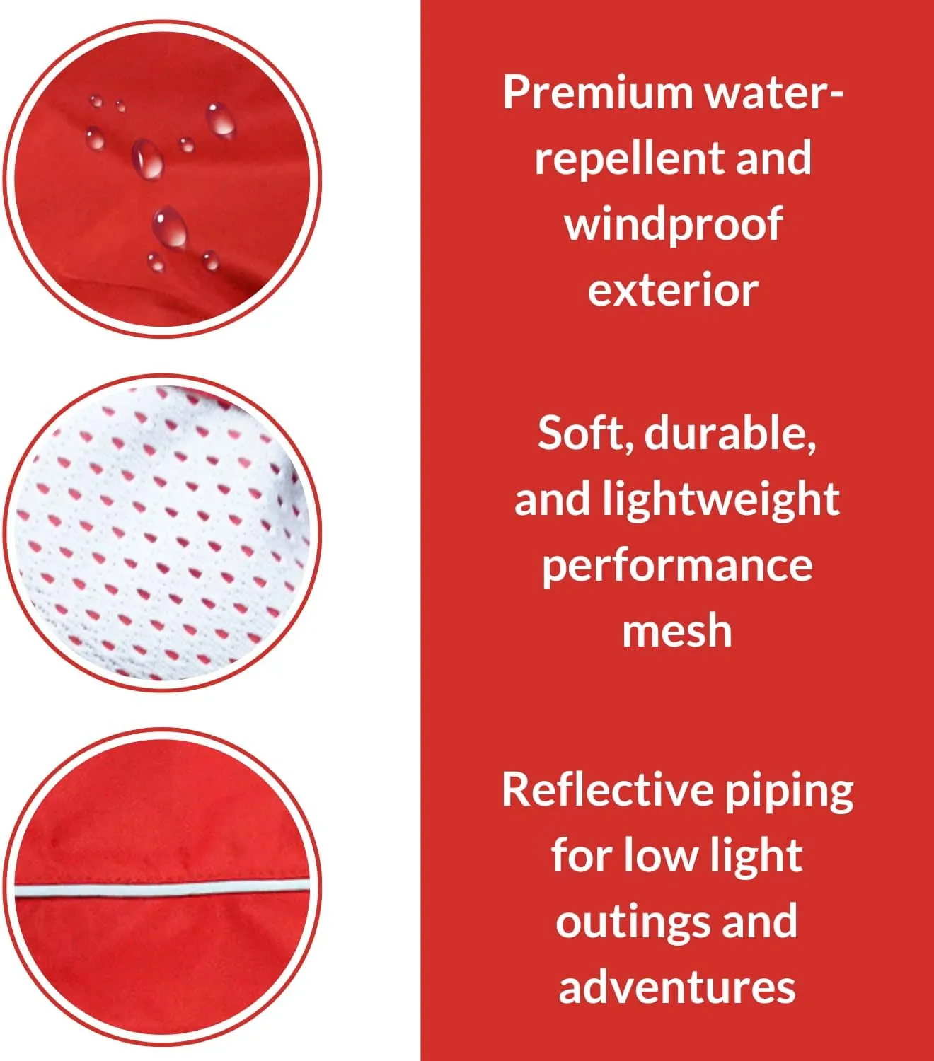 DJANGO City Slicker Waterproof Dog Raincoat and Lightweight Jacket for Long Dogs - Full Coverage Puppy Coat and Reflective Rain Slicker and Windbreaker - Adjustable with Harness Hole (Red, Large)