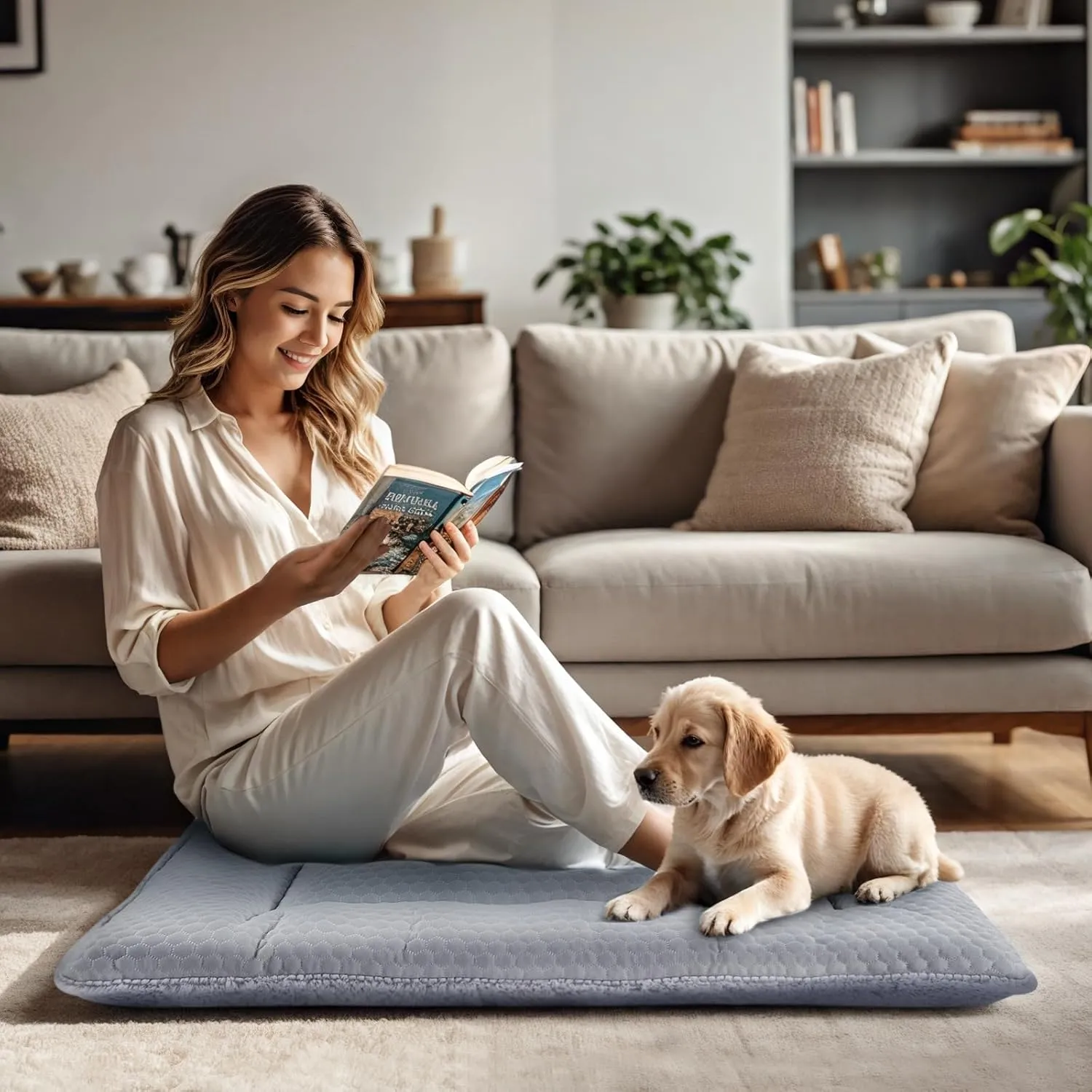 Dog Bed Mat, Crate Pad Reversible,Soft Kennel Pad, Washable Dog Crate Mat (Cool and Warm),Pet Sleeping Mattress for Small Medium Dogs XB009 (18''x13'',Grey)