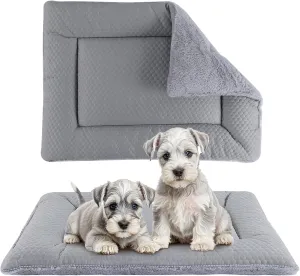Dog Bed Mat, Crate Pad Reversible,Soft Kennel Pad, Washable Dog Crate Mat (Cool and Warm),Pet Sleeping Mattress for Small Medium Dogs XB009 (18''x13'',Grey)