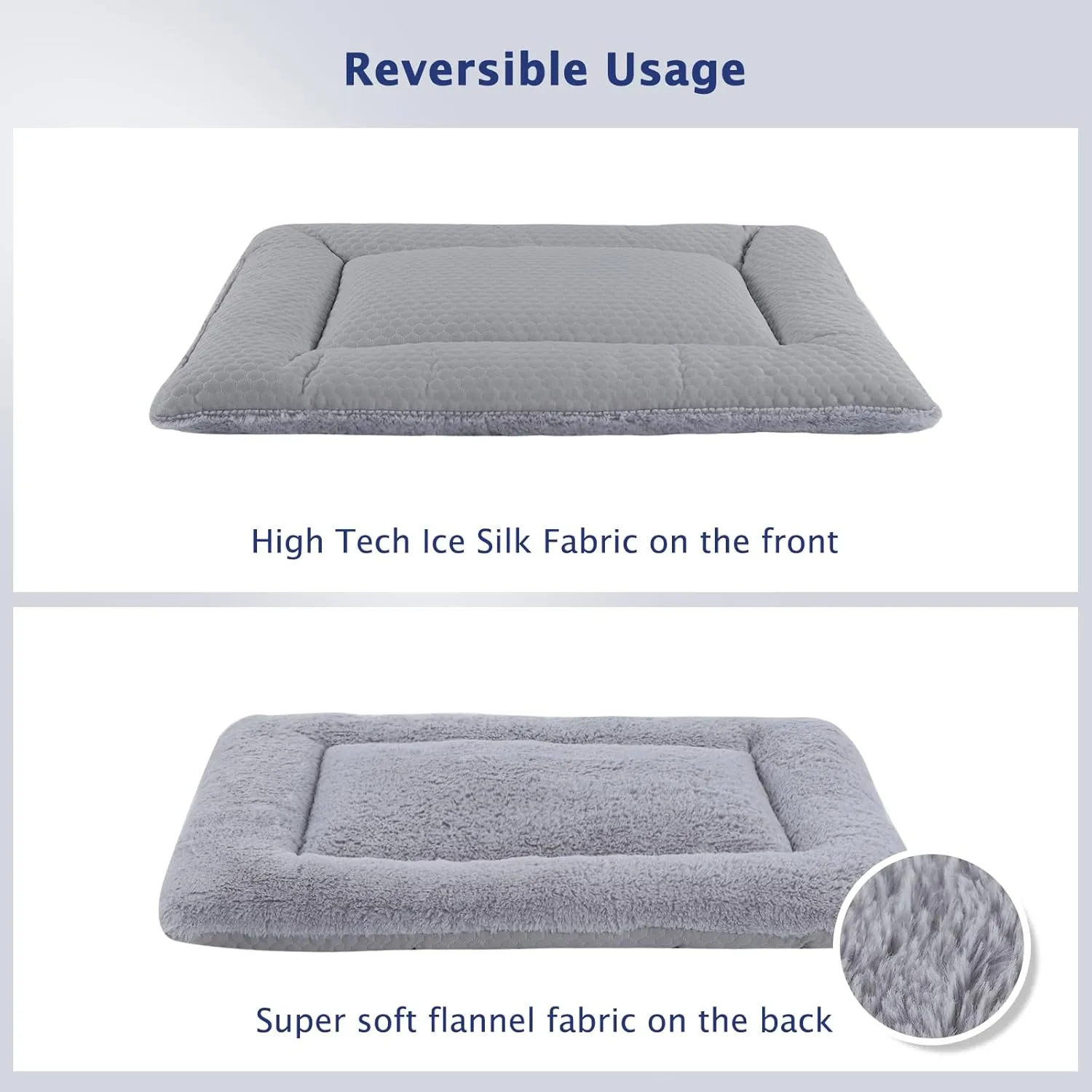 Dog Bed Mat, Crate Pad Reversible,Soft Kennel Pad, Washable Dog Crate Mat (Cool and Warm),Pet Sleeping Mattress for Small Medium Dogs XB009 (18''x13'',Grey)