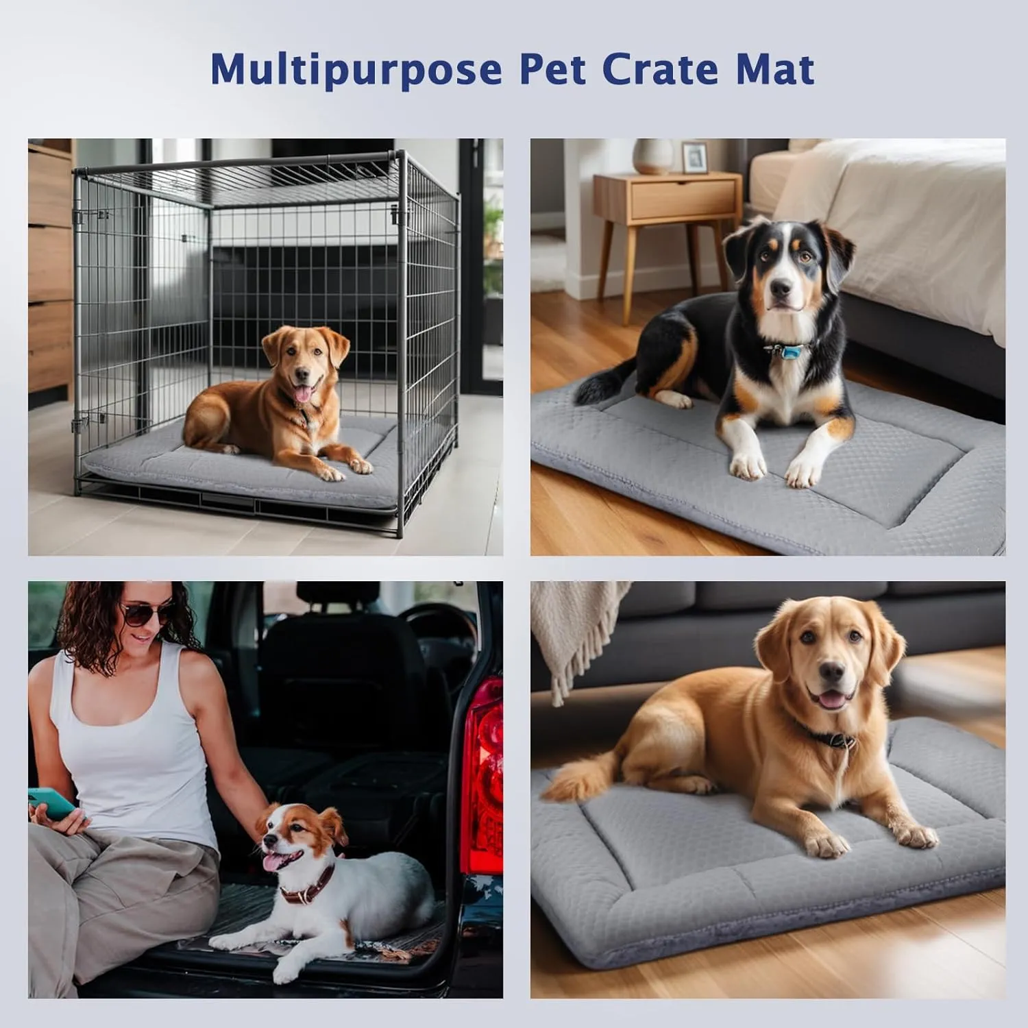Dog Bed Mat, Crate Pad Reversible,Soft Kennel Pad, Washable Dog Crate Mat (Cool and Warm),Pet Sleeping Mattress for Small Medium Dogs XB009 (18''x13'',Grey)