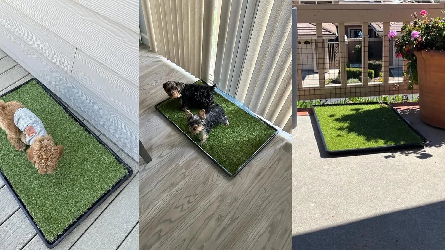 Dog Grass Pad with Tray: 2-Pack Fake Grass, 35 x 21.7 in, Ideal for Medium & Large Dogs - Perfect for Indoor Use, Potty Training