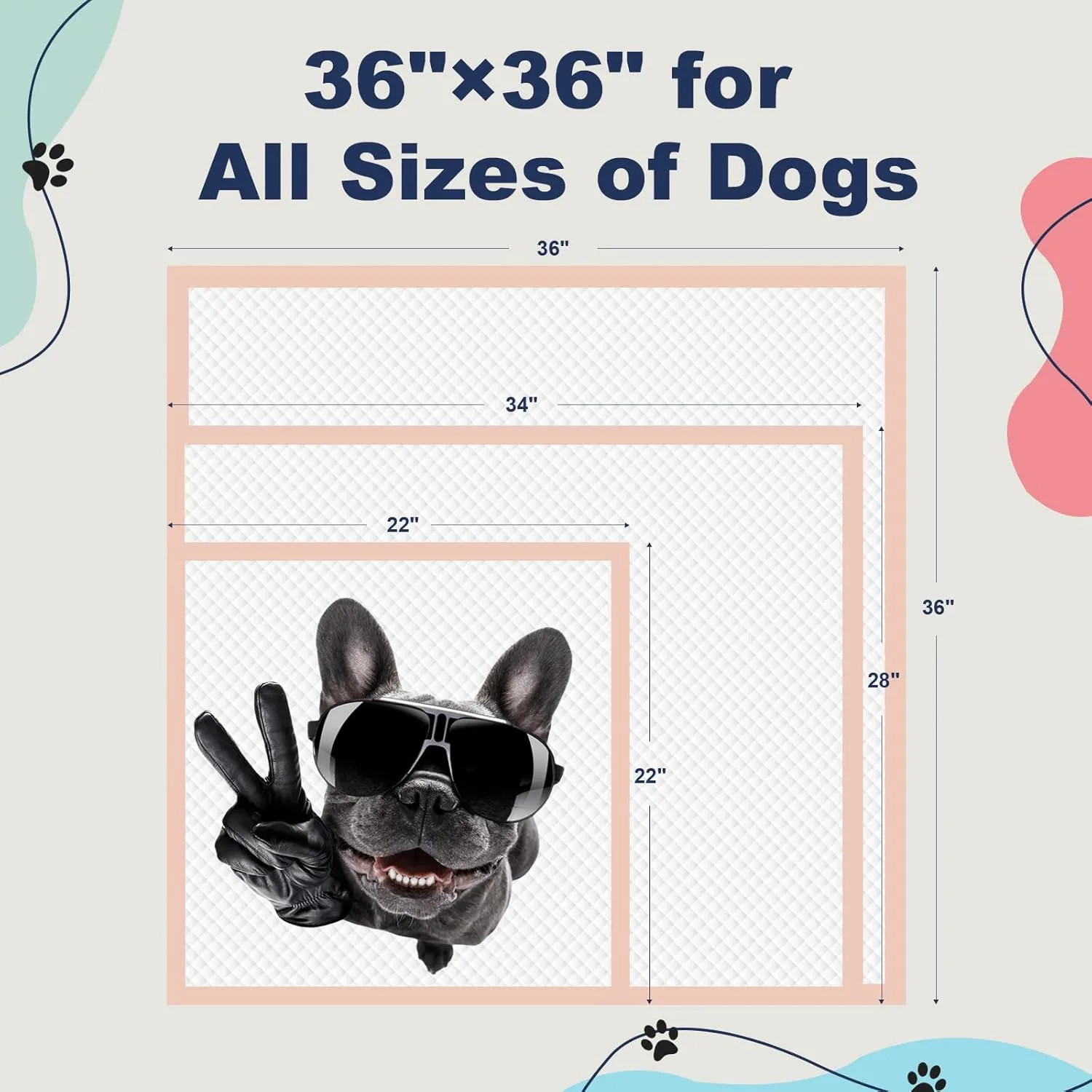 Dog Pee Pads Extra Large 36"  36" - 45 Count XXXL Urine Underpads, Pink Doggy Pads Disposable Dog Training Pads, Super Absorbent & Leak-Proof & Quick Drying Potty Pads