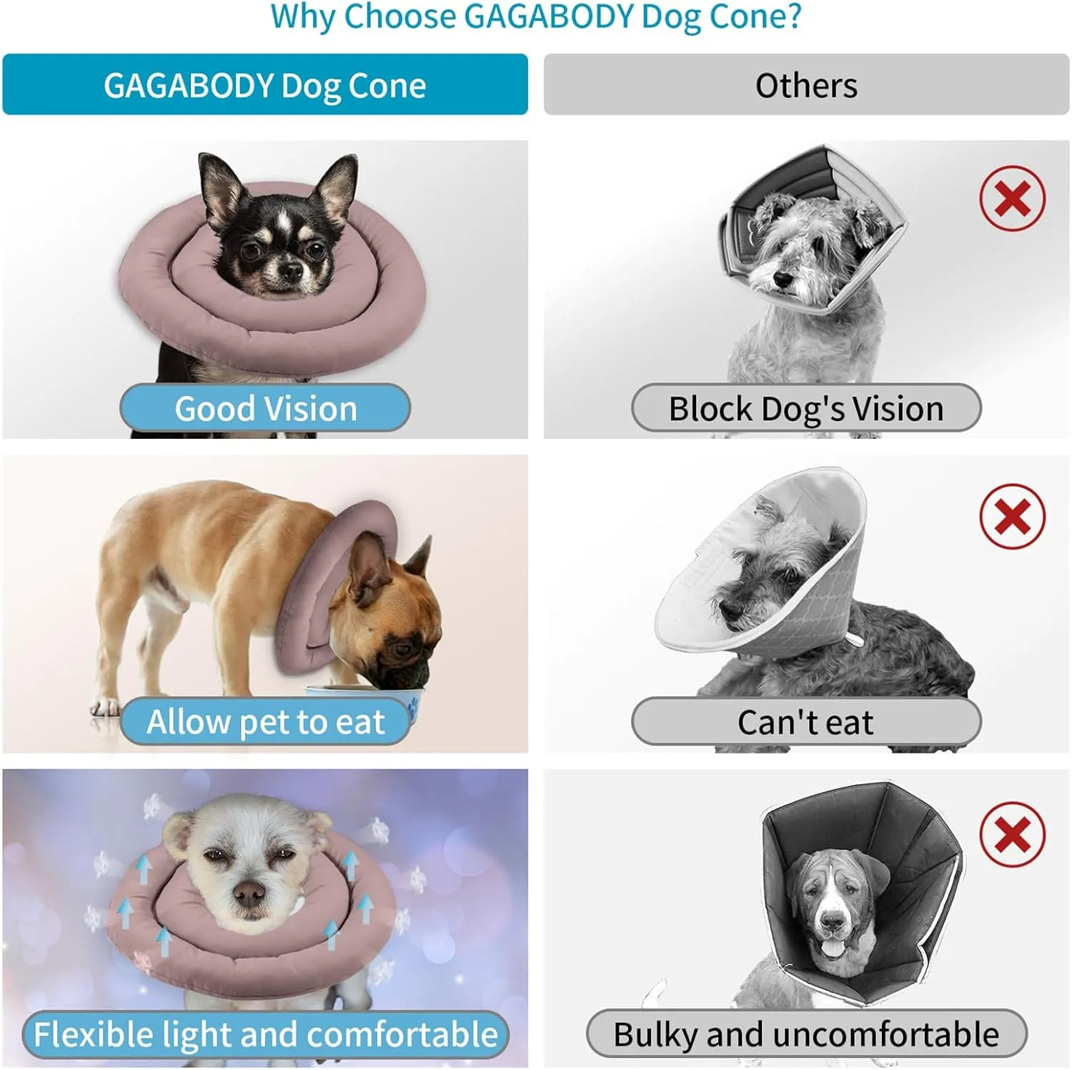 Elizabethan Collar for Medium Dogs & Cats - Soft, Adjustable, Post-Surgery Recovery Donut Collar