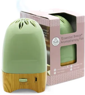 Essential Breeze Aromatherapy Fan Essential Oil Diffuser - Portable Heatless & Waterless Scent Diffuser, USB/Battery Operated, Time-Released Fragrance for Home, Car, Office - Sage Green