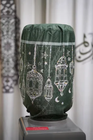 Green Line Art Lantern Ramadan Cover For Water Dispenser