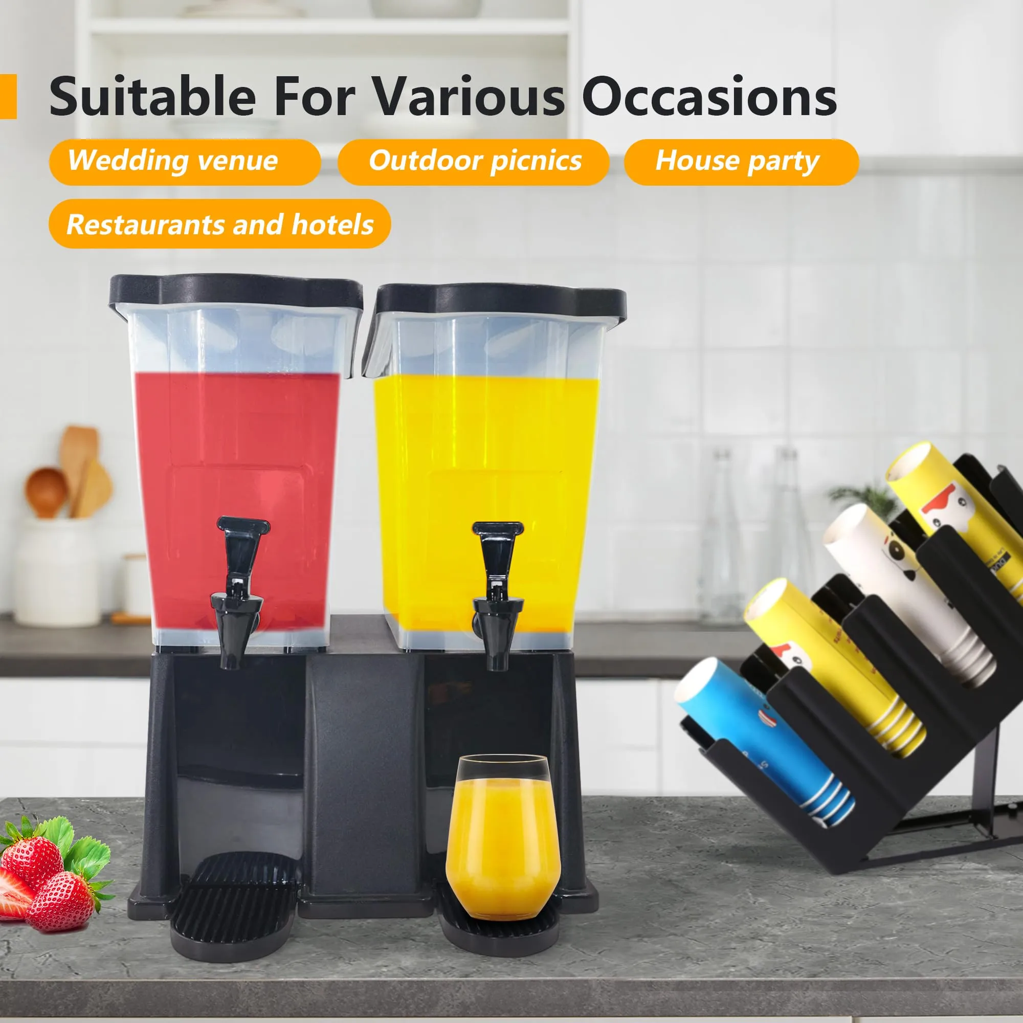 Hakka Brothers Juice Dispenser 7 Gallon Beverage Dispenser Iced Tea Punch