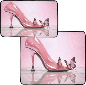 High Heels & Butterflies Pee Pads for Dogs, 2-Pack Washable Puppy Pads Reusable Dog Pee Pad Non-Slip Training Pads for Potty, Crate, Bed, 24x36in   36x42in