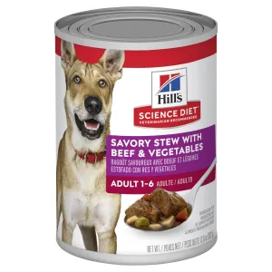 Hills Science Diet Adult Savoury Stew Beef and Vegetables Canned Dog Food 363g