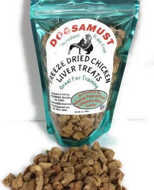 Home Freeze Dried Chicken Liver Treats 3oz. One Ingredient, Grain/Gluten Free, No Preservatives, Training Treats for All Breeds and Ages, Homemade Treats! Make Your Dog Smile!
