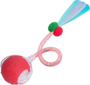 Interactive Cat Toys Ball for Indoor Cats, 2025 New Generation Automatic Moving Ball Toy with Elastic Mesh Tail, Chirping & Obstacle Avoidance and Motion Activated, RedRechargeable