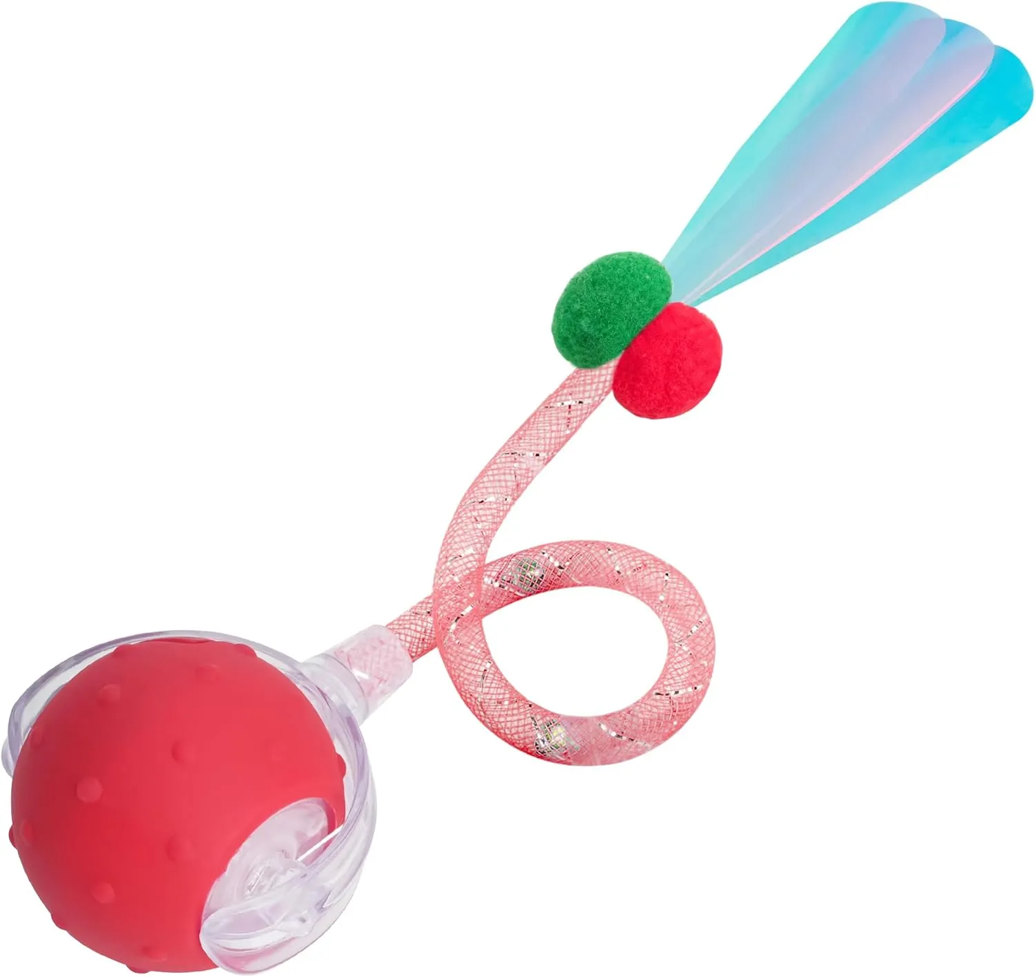 Interactive Cat Toys Ball for Indoor Cats, 2025 New Generation Automatic Moving Ball Toy with Elastic Mesh Tail, Chirping & Obstacle Avoidance and Motion Activated, RedRechargeable