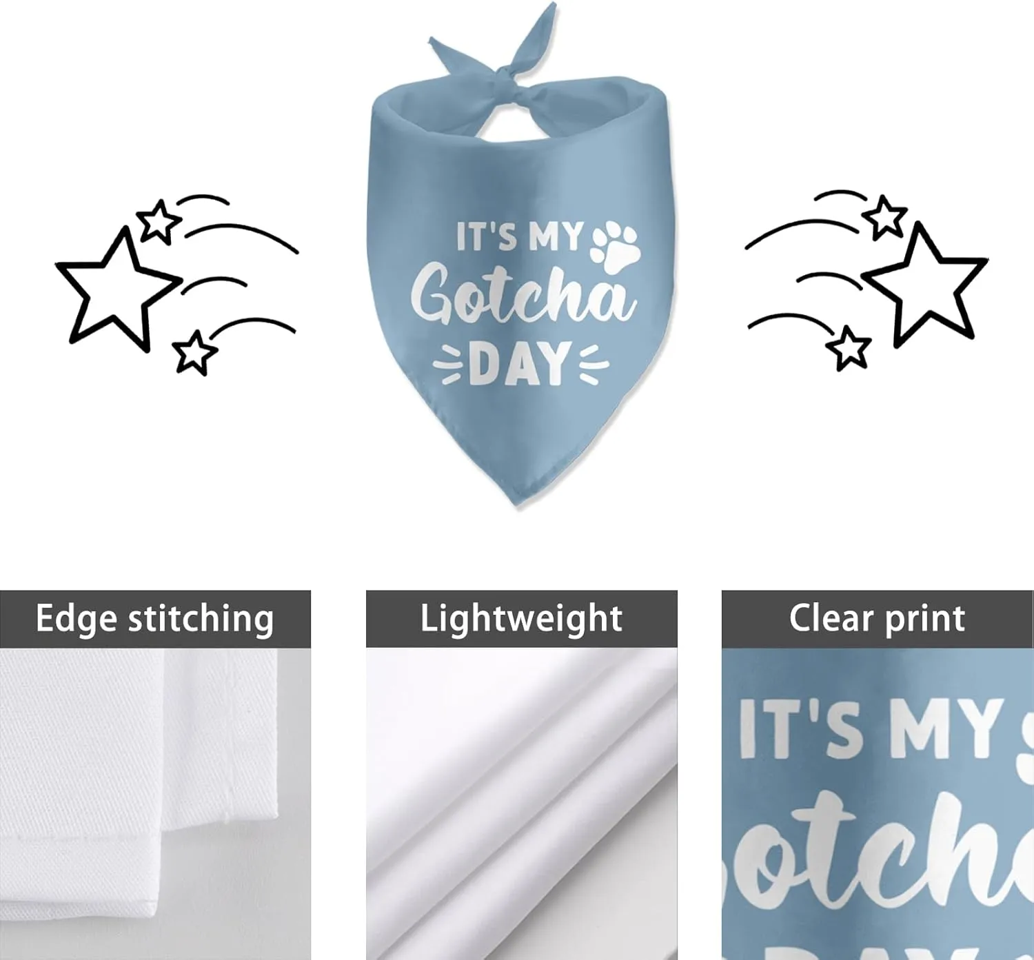 It's My Gotcha Day Blue Dog Bandana - Happy Adoption Day Pet Scarf - Accessories for Dog Lovers