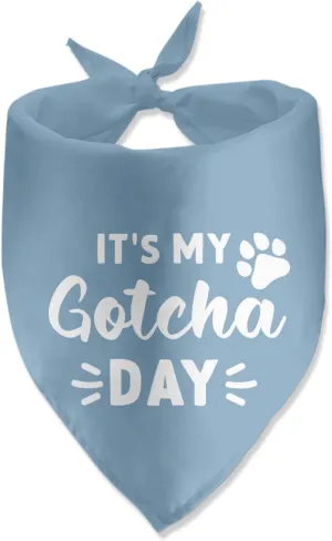 It's My Gotcha Day Blue Dog Bandana - Happy Adoption Day Pet Scarf - Accessories for Dog Lovers