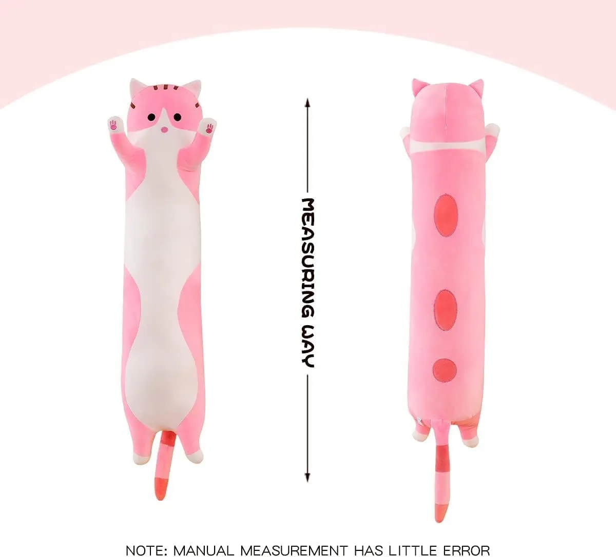 Long Cat Plush Pillow Soft Cat Body Pillow, Long Cat Stuffed Animal Cotton Kitten Sleeping Throw Pillow Gift for Kids Girlfriend(110CM,Pink)
