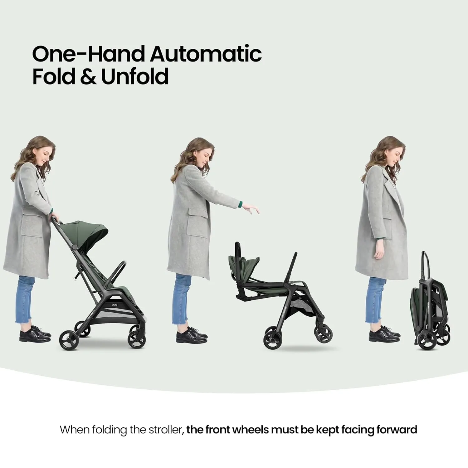 MAMA & BABY Packa Travel Stroller with One-Hand Automatic Folding, Ultra-Compact & Lie-Flat Mode, Lightweight Baby Stroller with Large UPF 50  Canopy, Backrest Mesh Ventilation Panel