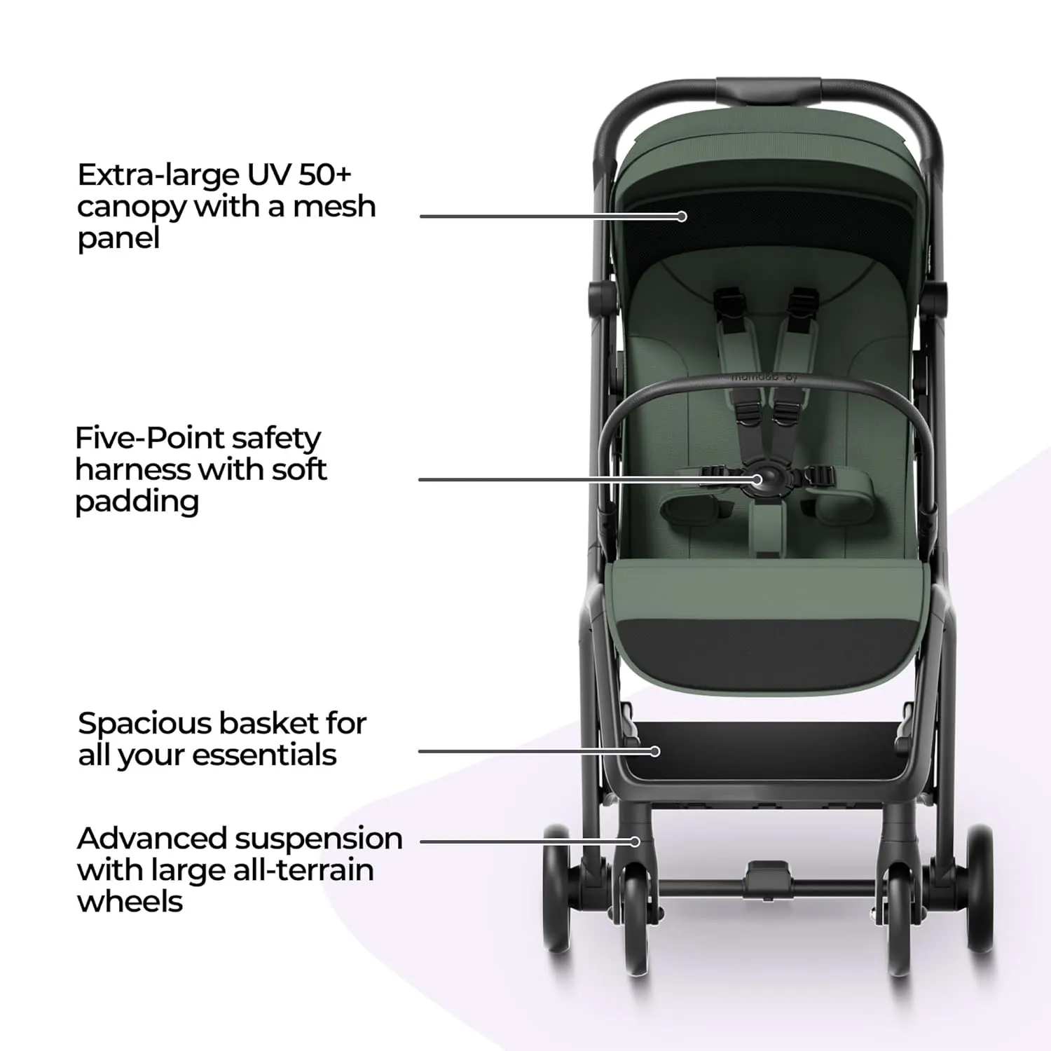 MAMA & BABY Packa Travel Stroller with One-Hand Automatic Folding, Ultra-Compact & Lie-Flat Mode, Lightweight Baby Stroller with Large UPF 50  Canopy, Backrest Mesh Ventilation Panel
