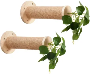 Meowoou 2PCS Cat Wall Shelves, 11.8 Inch Steps, Cats Wall Furniture Stairs for Wall-Mounted with Jute Scratching Cats Shelf for Most Kitten, Large Cat