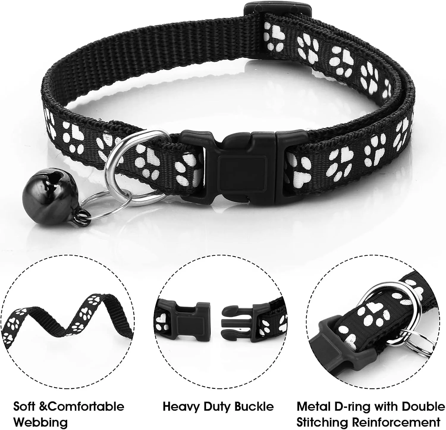 Molain Adjustable Pet Cat and Dog Collar with Leash, Durable Training Rope Quick Release Clip Buckle Collar for Small Puppies and Kittens