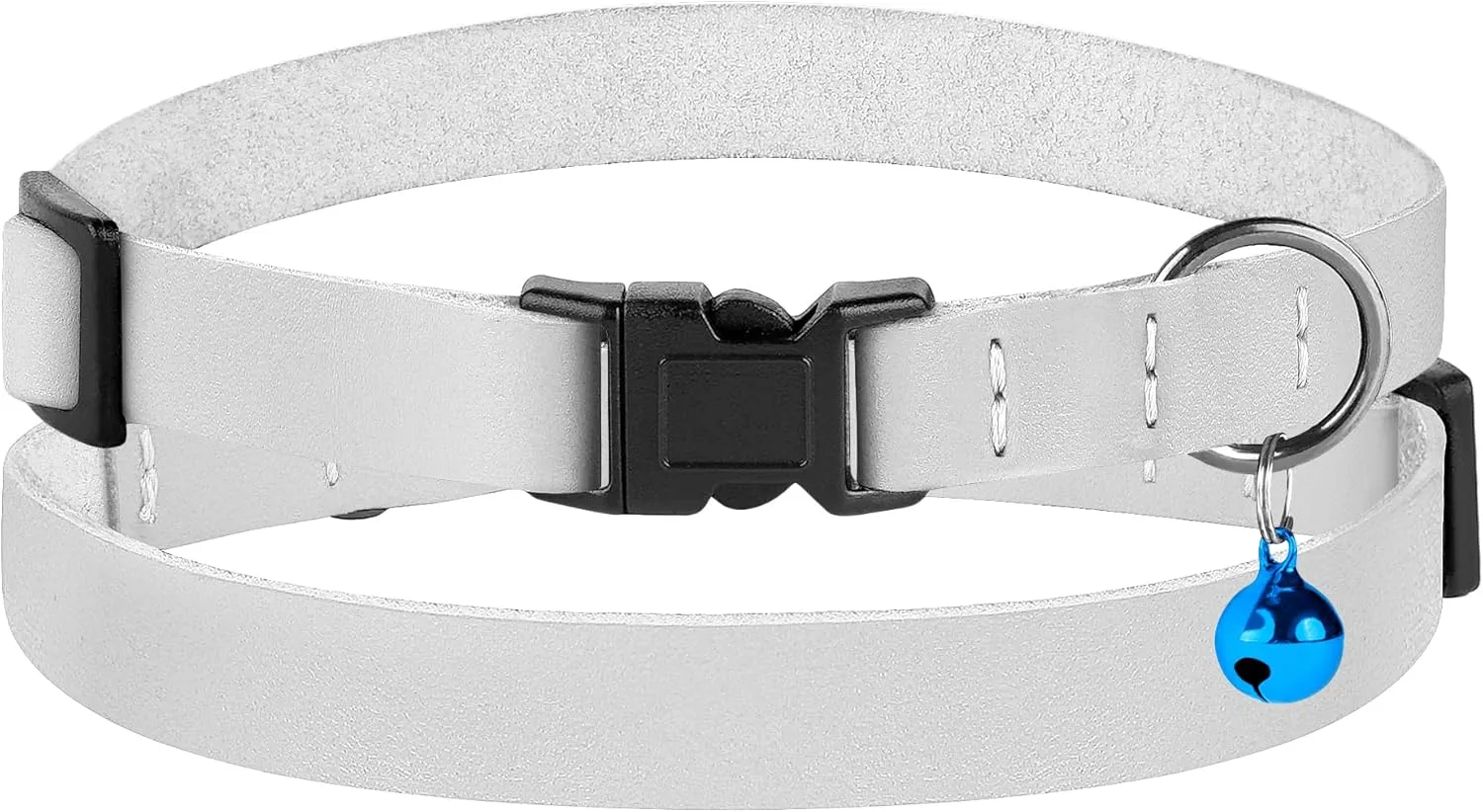 Muromto Leather Cat Collar Breakaway Adjustable Girl Boy Pet Collars for Cats Kitten Black Pink Green Brown Yellow Red White (White)