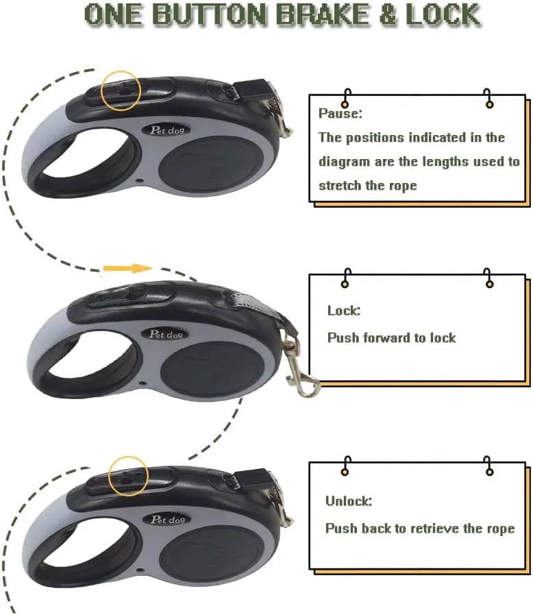 New Retractable Dog Leash (Cord), Ergonomic, Durable and Tangle Free Pet Walking Leash for Dogs Up to 26 lbs, 16 ft(Black)