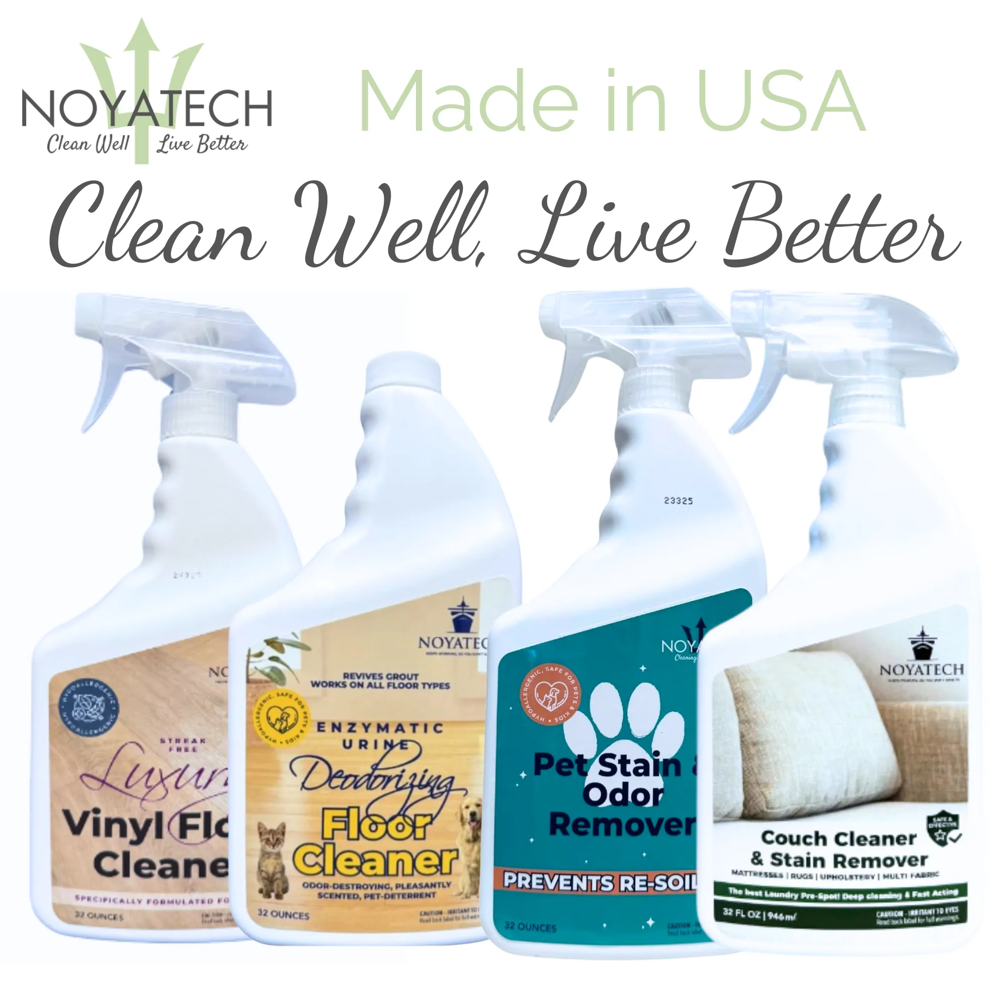 NOYATECH Pet Stain and Odor Remover - Enzyme Carpet Cleaner and Pet Odor Eliminator for Home. Safe for Pets and kids.