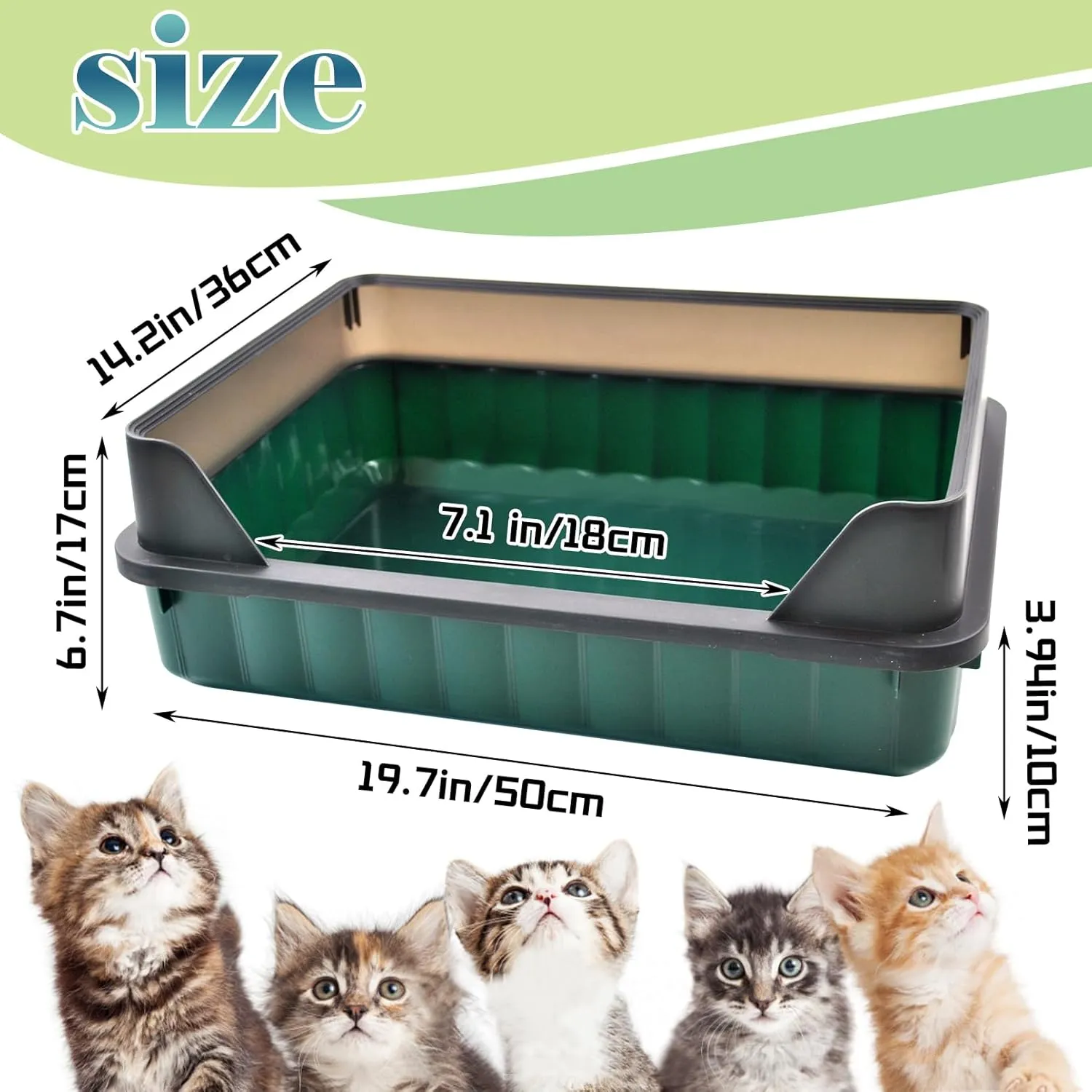 Open Cat Litter Box with High Sides,Large Semi Enclosed Cats Litter Box,Anti-Splashing Detachable Cat Litter Pan,Kitten Toilet with Litter Scoop for Big Middle Small Cats,Easy to Clean No Odor
