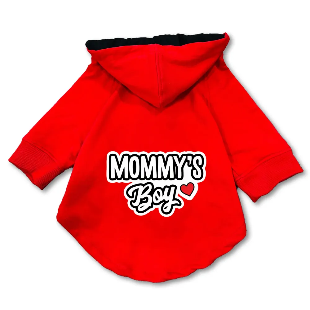 Pawsindia Mommy's Boy Hoodie for Dogs (Red)