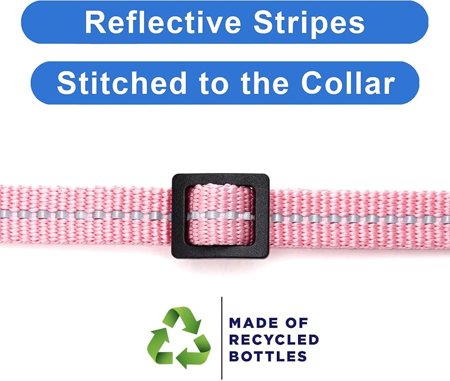 Pawtitas Recycled Cat Collar with Reflective Stitched and Safety Buckle Removable Bell Reflective Cat Breakaway Collar Made from Plastic Bottles Pink Cherry Blossom Cat Collar