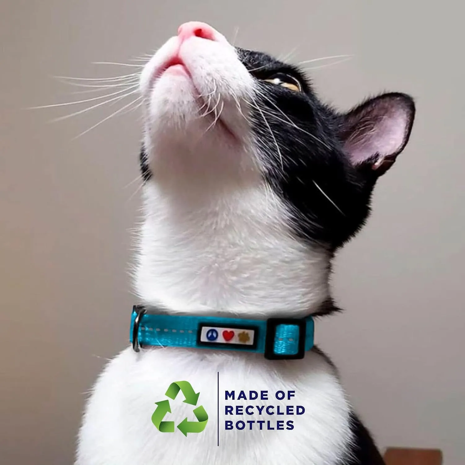 Pawtitas Recycled Cat Collar with Reflective Stitched and Safety Buckle Removable Bell Reflective Cat Breakaway Collar Made from Plastic Bottles Pink Cherry Blossom Cat Collar