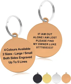Personalized Engraved Dog Tag ID Name Tags for Cat Puppy Pet Collar Tag (Champagne Gold (Round), S)