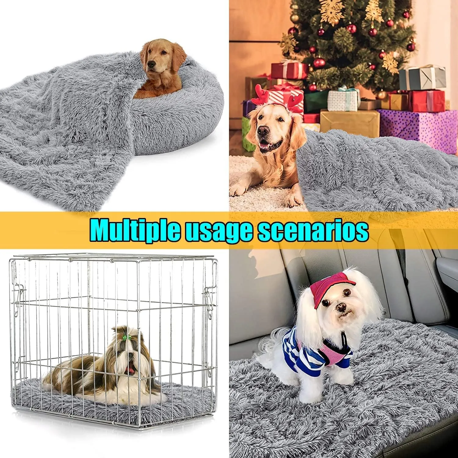 Pet Dog Bed Blankets, Fluffy Fleece Dog Throw Blankets Sleep Mat,Soft Puppy Blankets Cat Kitten, S M L XL,Fuzzy Reversible Sherpa Blanket for Bed, Couch, Sofa, Travel,Washable & Lightweight