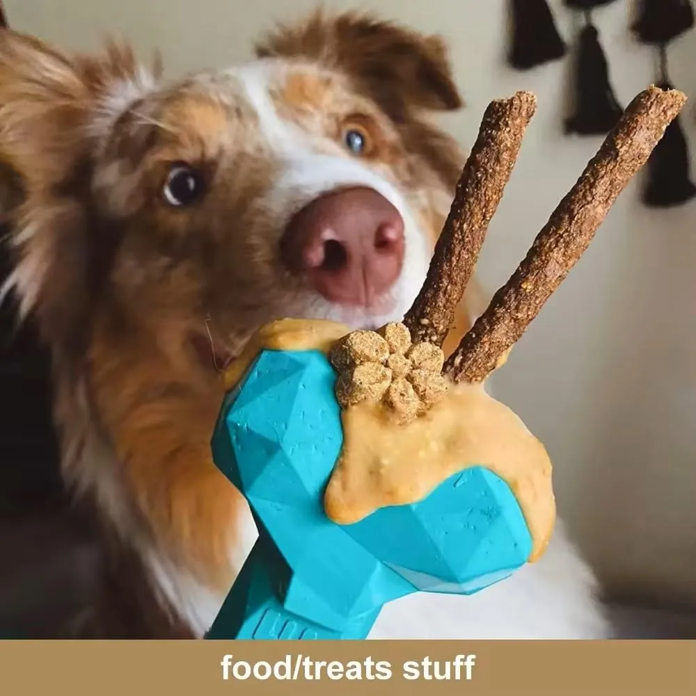 Pet Durable Dog Chew Toy for Treats and Dog Peanut Butter, All Natural Rubber chew Bone (S, Black), Rubber Lick mat and 2 1.4oz Peanut Butter Squeeze Dog Peanut Butter Treat Pouches