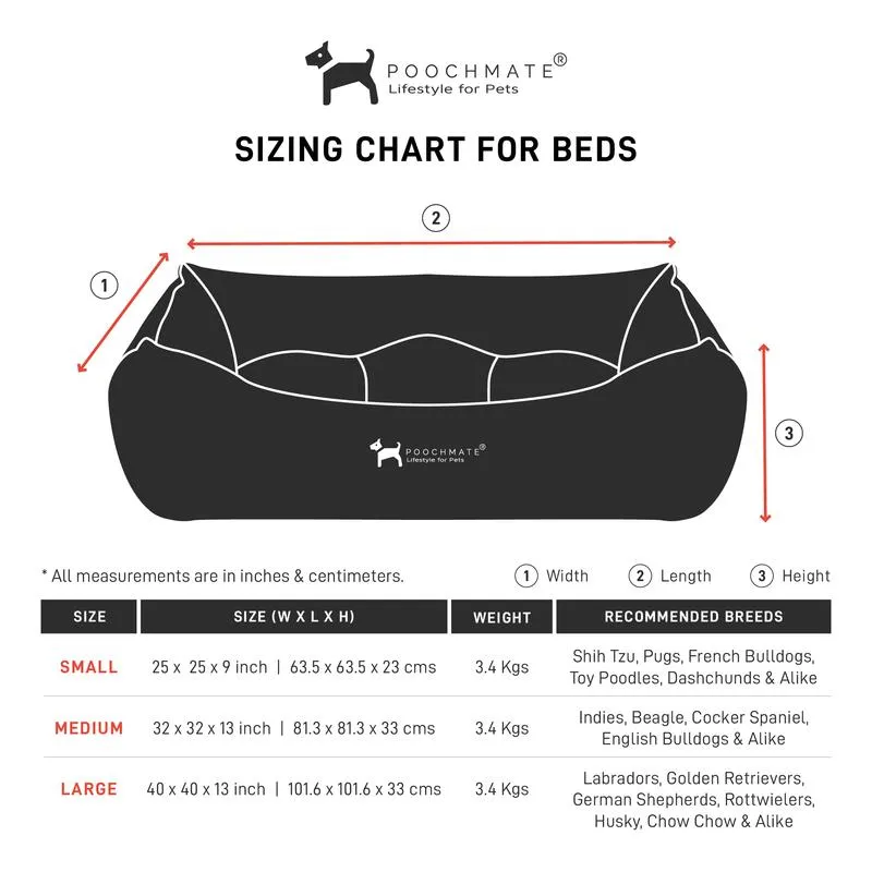 PoochMate Creative Stitches Dog Bed : Beige & Rust