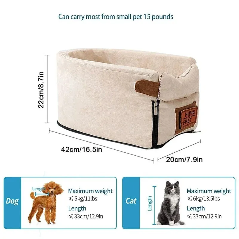 Portable Puppy Dog Car Seat - Central Control Pet Carrier for Small Dogs & Cats