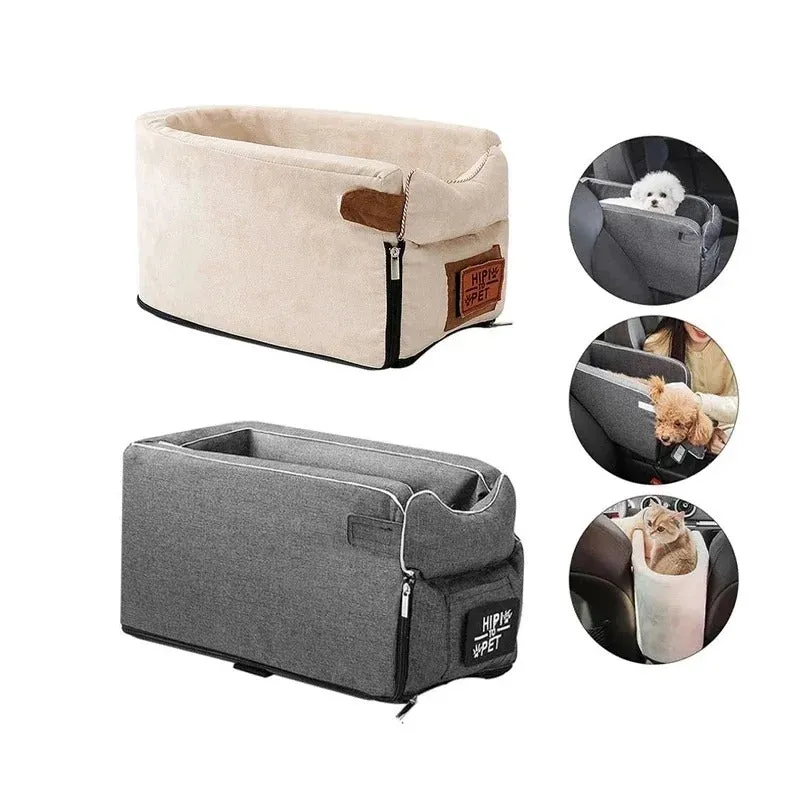Portable Puppy Dog Car Seat - Central Control Pet Carrier for Small Dogs & Cats