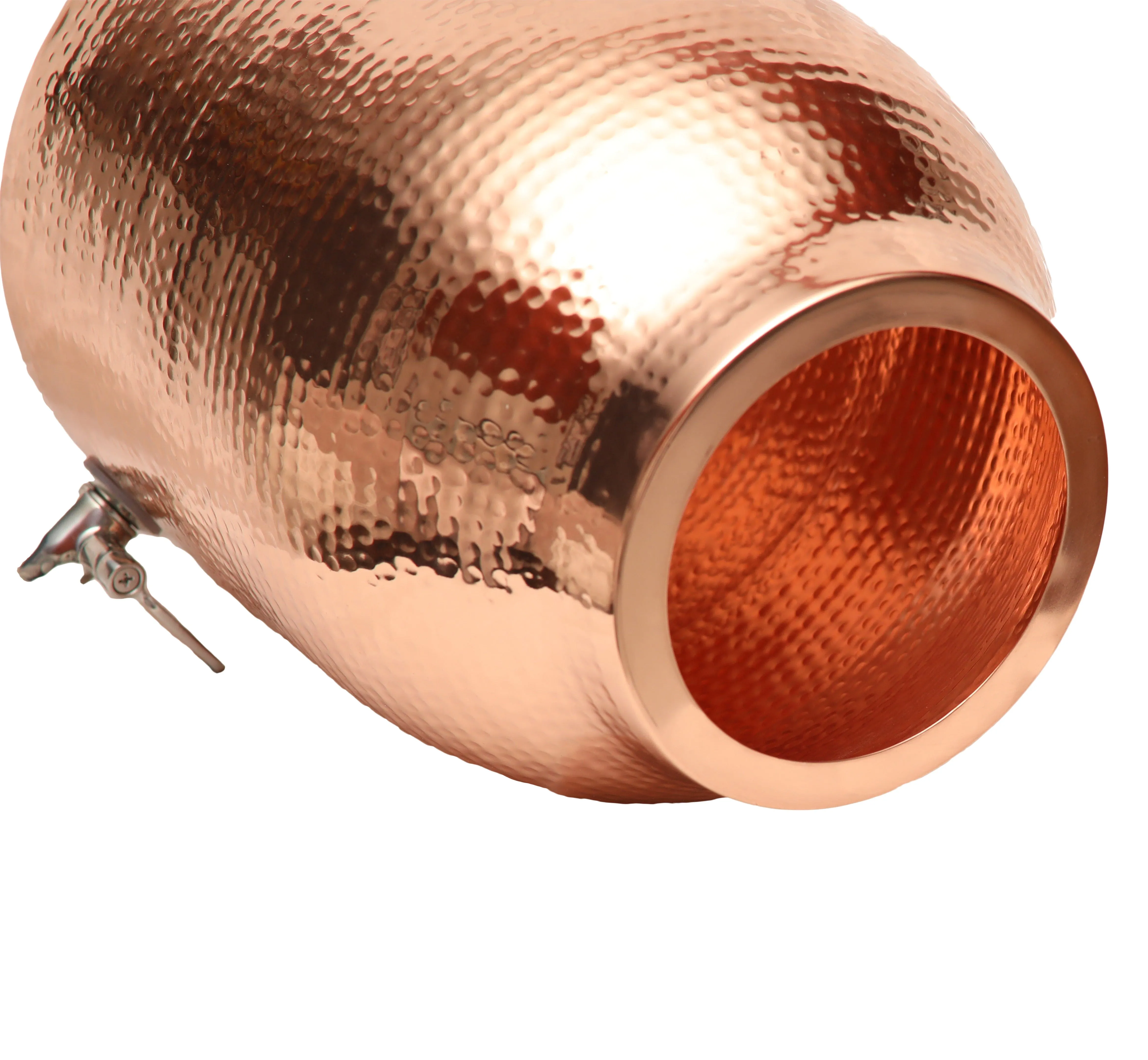 Pure Copper Water Dispenser with Lid  | Glossy Finish | Holds 3.5gal