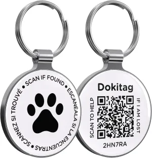 QR Code Pet ID Tag,QR Code Dog TagDog ID Tag, Pet Online Profile - Scan QR Receive Instant Pet Location Alert Email, Lightweight Zinc Alloy Dog Tag (Black, Small)